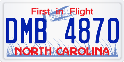 NC license plate DMB4870