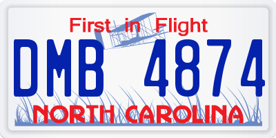 NC license plate DMB4874