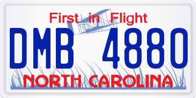 NC license plate DMB4880