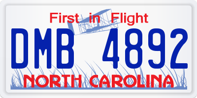 NC license plate DMB4892