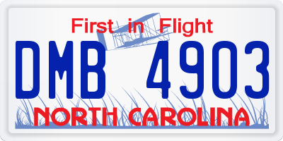 NC license plate DMB4903