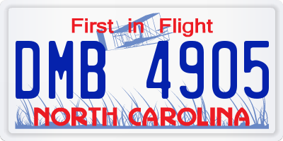 NC license plate DMB4905
