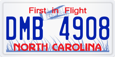 NC license plate DMB4908