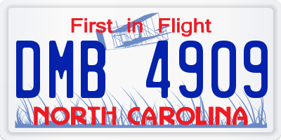 NC license plate DMB4909