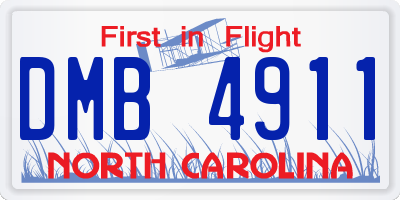 NC license plate DMB4911