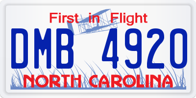 NC license plate DMB4920