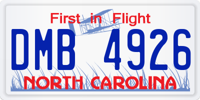 NC license plate DMB4926