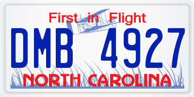 NC license plate DMB4927