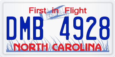NC license plate DMB4928