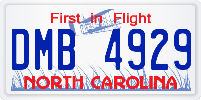 NC license plate DMB4929