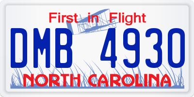 NC license plate DMB4930