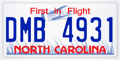 NC license plate DMB4931