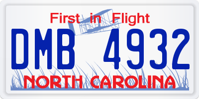 NC license plate DMB4932