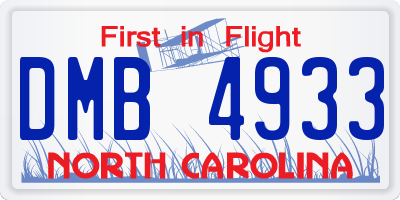 NC license plate DMB4933