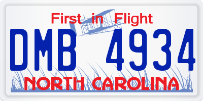 NC license plate DMB4934