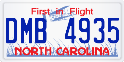 NC license plate DMB4935