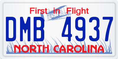 NC license plate DMB4937