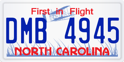 NC license plate DMB4945