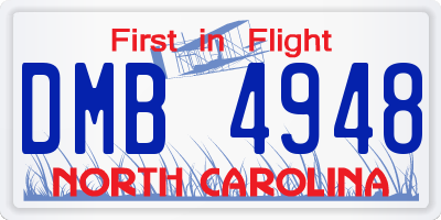 NC license plate DMB4948