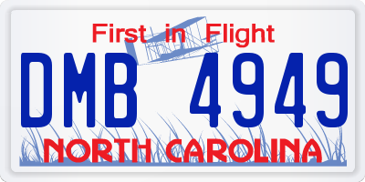 NC license plate DMB4949