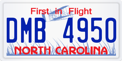 NC license plate DMB4950