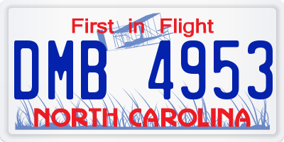 NC license plate DMB4953