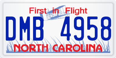 NC license plate DMB4958