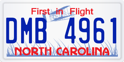 NC license plate DMB4961