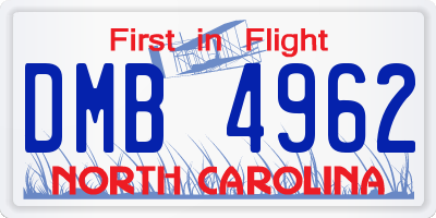 NC license plate DMB4962