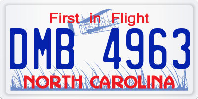 NC license plate DMB4963