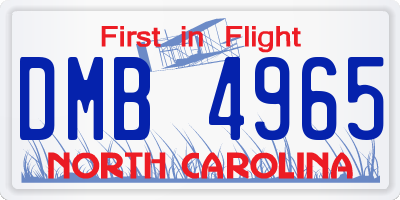 NC license plate DMB4965