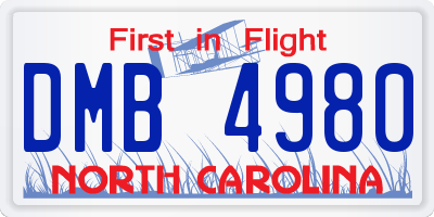 NC license plate DMB4980
