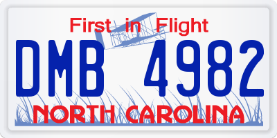 NC license plate DMB4982