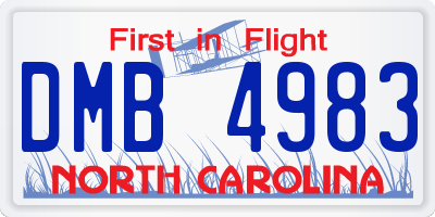 NC license plate DMB4983