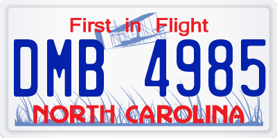 NC license plate DMB4985