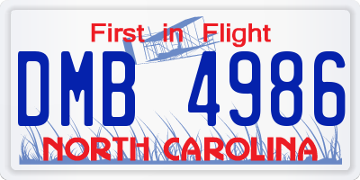 NC license plate DMB4986