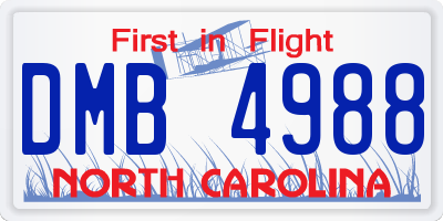 NC license plate DMB4988