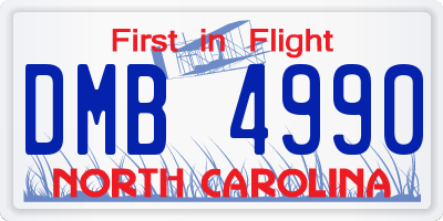 NC license plate DMB4990