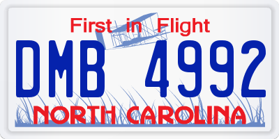 NC license plate DMB4992