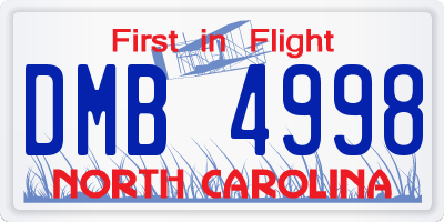 NC license plate DMB4998