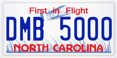 NC license plate DMB5000