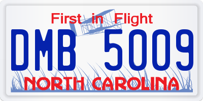 NC license plate DMB5009
