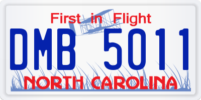 NC license plate DMB5011