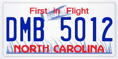 NC license plate DMB5012