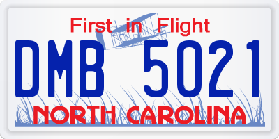 NC license plate DMB5021