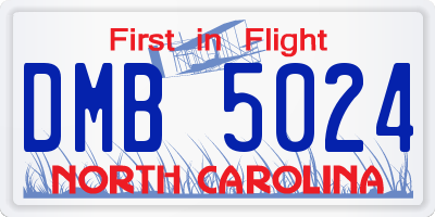 NC license plate DMB5024