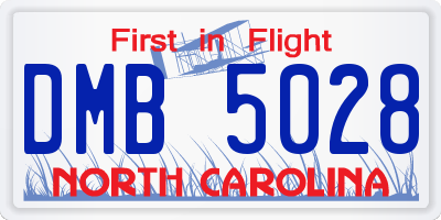 NC license plate DMB5028
