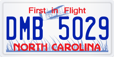 NC license plate DMB5029