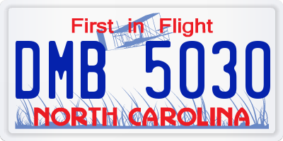 NC license plate DMB5030