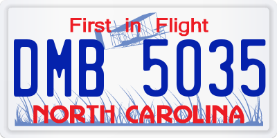 NC license plate DMB5035